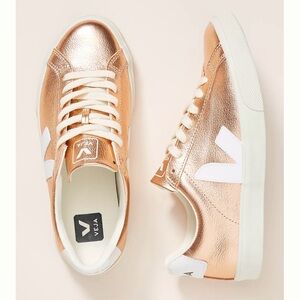 Veja Rose Gold Sneakers with White Accents